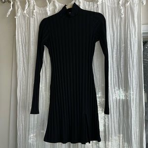 Reformation mini turtleneck dress with small slit, size S, black. New with tags